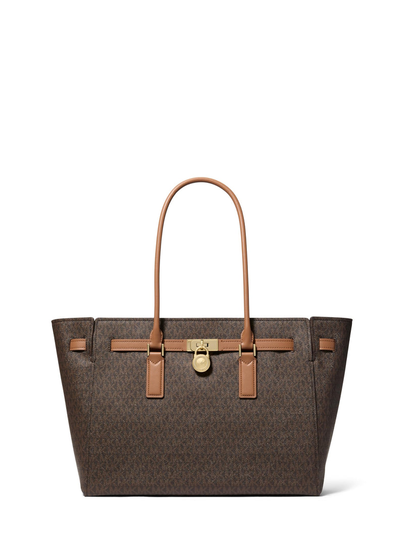 Michael Kors Hamilton Large Tote, Gold-Tone Hardware/MK Signature Coated Twill/Brown/Acorn