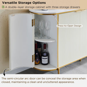 T4TREAM Fluted Sideboard Buffet Cabinet, Modern 60" Buffet Table Coffee Bar Wine Bar Storage Console Cabinet, Accent Table for Dining Room, Living Room, Hallway (Off White)