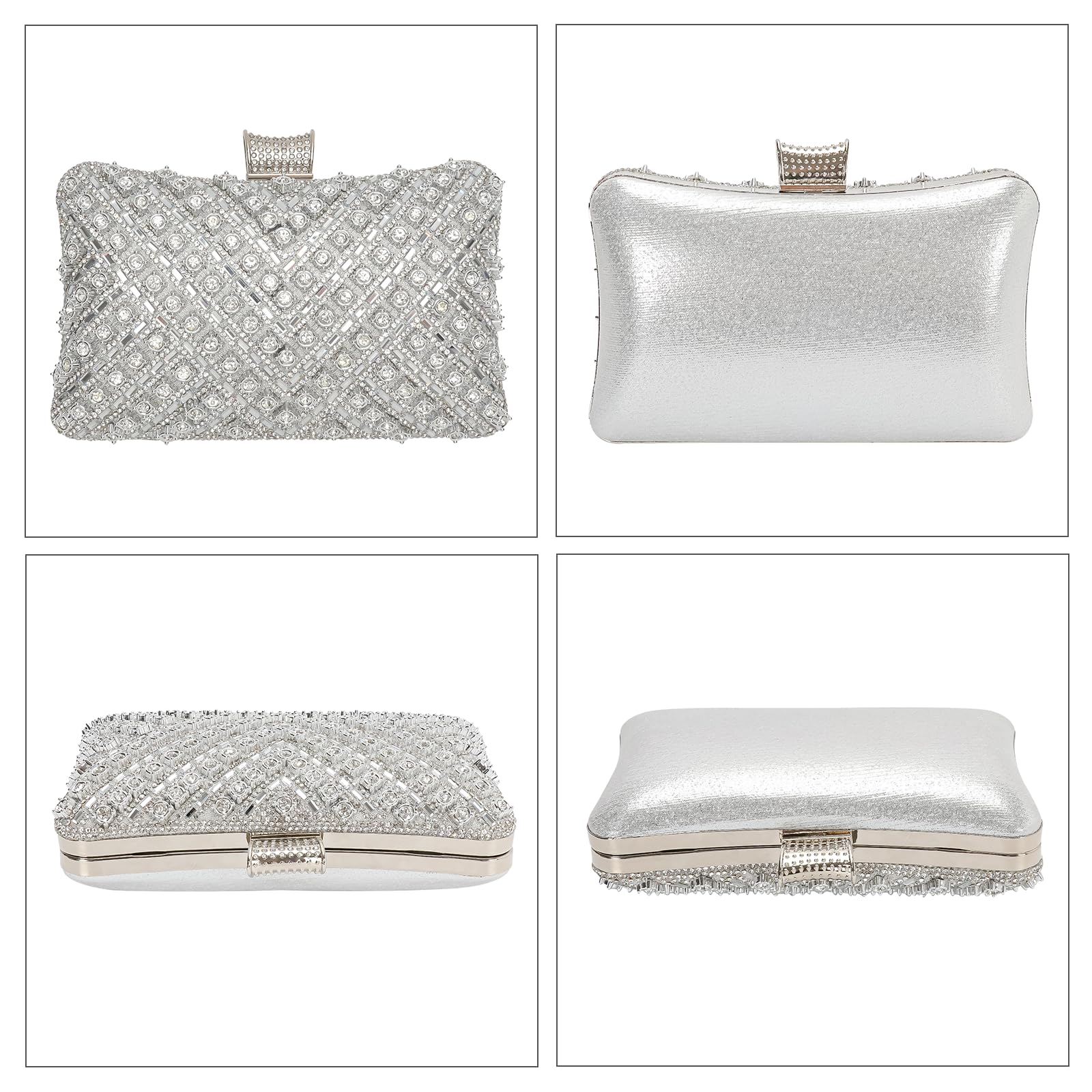 COAIMANEY Women Sparkly Rhinestone Clutch with Chains, Glitter Evening Handbag Purse Shoulder Bag for Wedding Party Prom