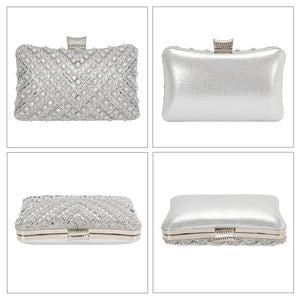 COAIMANEY Women Sparkly Rhinestone Clutch with Chains, Glitter Evening Handbag Purse Shoulder Bag for Wedding Party Prom