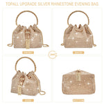 Load image into Gallery viewer, TOPALL Upgrade Rhinestone Evening Bag Bling Purse Sparkly Diamond Silver Clutch Purses for Women Party Club Wedding Prom (Medium)
