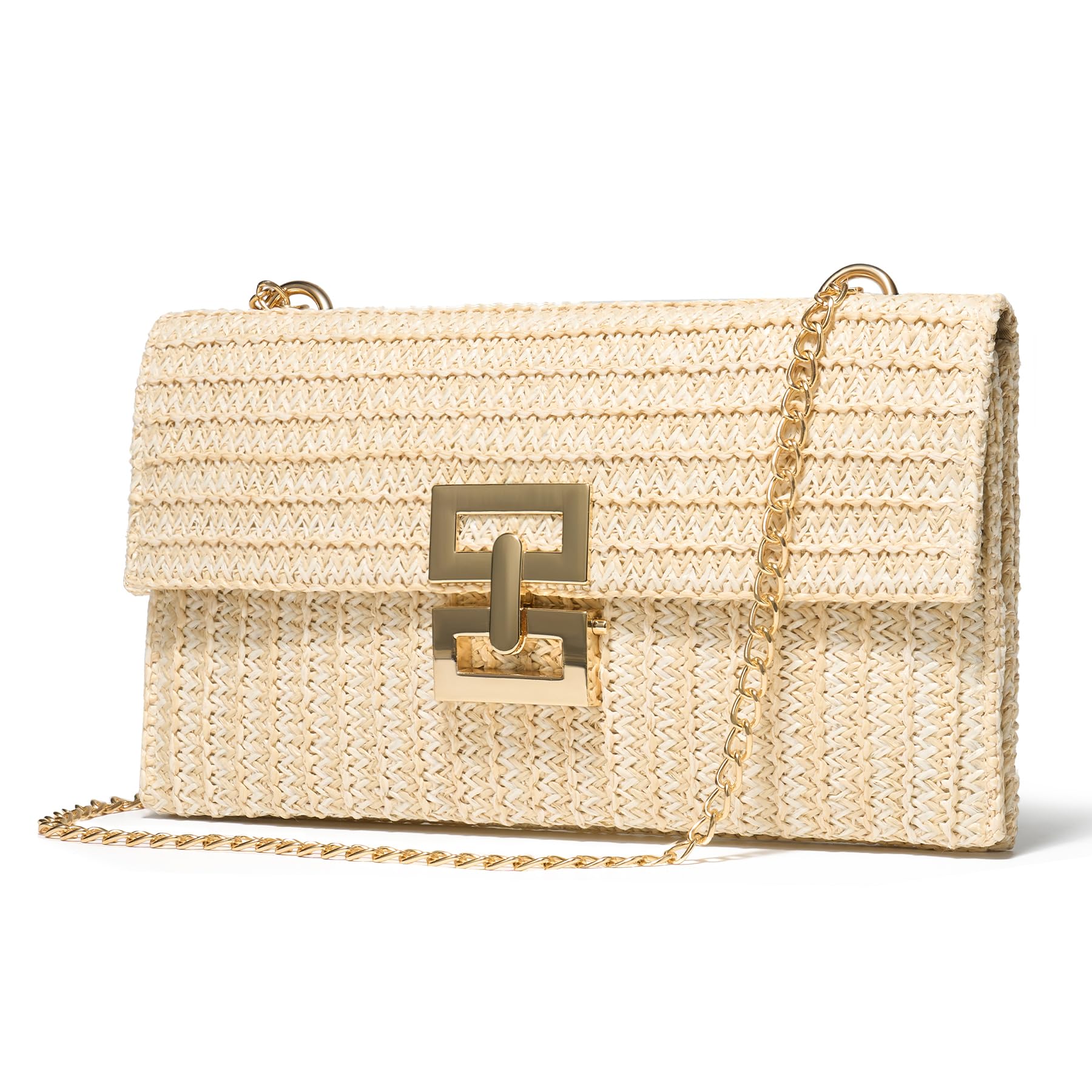 SWEETV Straw Purse Woven Beach Bag Summer Straw Clutch Purse Boho Crossbody Bags for Women Small Raffia Shoulder Bag