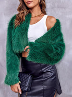 Load image into Gallery viewer, Danedvi Women's Fashion Cropped Faux Fur Jacket Long Sleeve Open Front Cardigan Casual Fluffy Parka Shaggy Short Coat
