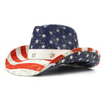 Load image into Gallery viewer, FLUFFY SENSE. American Flag Cowboy Cowgirl Hat Patriotic USA Western Hat 4th of July Party Parade Rodeo Cowgirl Outfit for Women, Blue Gold Shine
