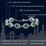 Load image into Gallery viewer, Gem Stone King 925 Sterling Silver 7X5MM Oval Gemstone Birthstone Tennis Bracelet | Halo Statement Bracelet For Women | Size 7.5 Inch
