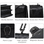 Load image into Gallery viewer, MYHOZEE Crossbody Bags for Women - Snake Printed Clutch Purses Leather Shoulder Bags Chain Strap Evening Handbags Brown
