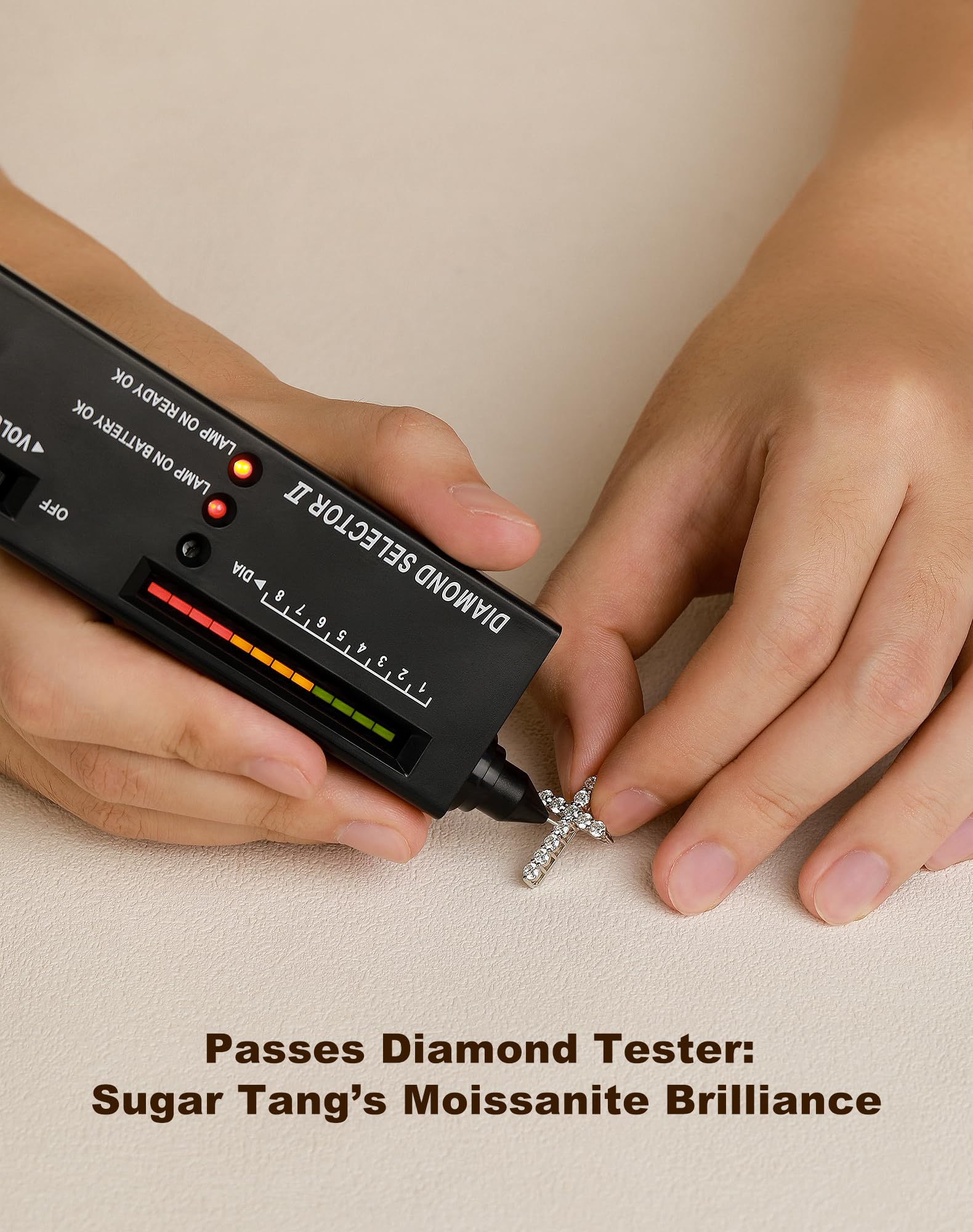 SugarTang Moissanite Cross Necklace for Women and Men, 14K/18K Gold Plated Sterling Silver Diamond Cross Necklaces (0.66cttw/0.94cttw,Silver/Gold)