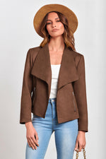 Load image into Gallery viewer, PRETTYGARDEN Women 2025 Fashion Fall Coats Outerwear Long Sleeve Open Front Crop Faux Suede Leather Jackets (Coffee,X-Large)
