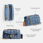 Load image into Gallery viewer, Coach Women's Quilted Denim Tabby Shoulder Bag 20, Indigo
