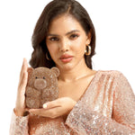Load image into Gallery viewer, Boutique De FGG Bear Evening Bags and clutches for Women Formal Crystal Clutch Purse Party Animal Rhinestone Handbags,Mini,Golden
