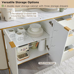 Load image into Gallery viewer, T4TREAM Fluted Sideboard Buffet Cabinet, Modern 60&quot; Buffet Table Coffee Bar Wine Bar Storage Console Cabinet, Accent Table for Dining Room, Living Room, Hallway (Off White)
