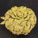 Load image into Gallery viewer, Boutique De FGG Round Rose Flower Crystal Clutch Purses for Women Formal Evening Bags Wedding Clutch Bag Party Handbags,Mini,Yellow

