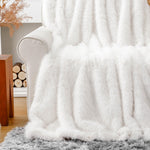 Load image into Gallery viewer, BATTILO HOME Luxury White Faux Fur Throw Blanket, Fluffy Cozy Soft Warm Fur Blanket for Couch, Sofa, Chair, Bed, Plush Fuzzy Fur Throws with Long Pile, 50&quot;x60&quot;(Ivory)
