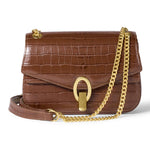 Load image into Gallery viewer, Amazon Essentials Women's Chain Shoulder Bag, Brown Faux Crocodile, One Size
