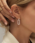 Load image into Gallery viewer, Tituthia 925 Sterling Silver Dangle Earrings for Women Trendy, Dainty Simple Big Paperclip Chain Link Silver Huggie Hoop Earrings 14k Silver Plated Lightweight Hypoallergenic Dangly Earring Minimalist Aesthetic Silver Jewelry for Christmas Gifts
