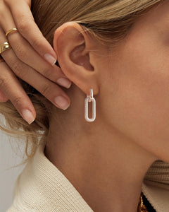 Tituthia 925 Sterling Silver Dangle Earrings for Women Trendy, Dainty Simple Big Paperclip Chain Link Silver Huggie Hoop Earrings 14k Silver Plated Lightweight Hypoallergenic Dangly Earring Minimalist Aesthetic Silver Jewelry for Christmas Gifts