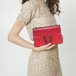 Load image into Gallery viewer, Aiqudou Leather Crossbody Bag Chain Purse for Women - Snake Print Shoulder Bag Luxury Evening Satchel Handbag Ladies Underarm Bag(Red)
