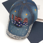 Load image into Gallery viewer, Budsmile American USA Baseball Caps Rhinestone Bling Sparkle Independence Day 4th of July Hats Adjustable Patriotic Baseball Cap for Women Men Trucker Summer Sun Stars Stripes Ball Cap
