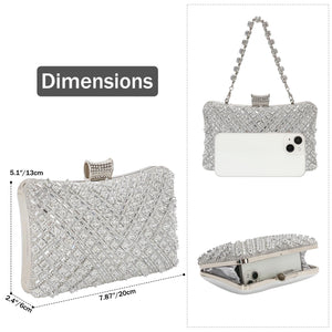 COAIMANEY Women Sparkly Rhinestone Clutch with Chains, Glitter Evening Handbag Purse Shoulder Bag for Wedding Party Prom