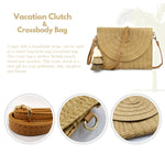 Load image into Gallery viewer, Aovtero Straw Clutch Purse Women Crossbody Bag Summer Beach Shoulder Bags Envelope Wallet Handbags (Light Brown)
