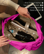 Load image into Gallery viewer, Uselike Tote Bag for Women, Lightweight Puffer Tote Work Bags with Compartments for Travel, Quilted Shoulder Bag with Zipper
