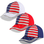Load image into Gallery viewer, Hercicy 3pcs American Flag Hats Women 250th Anniversary Patriotic Baseball Trucker Caps for USA Memorial Independence Day(Red White Blue,Classic)
