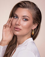 Load image into Gallery viewer, SNGIA Long Oval Chunky Dangle 18K gold plated Hoops with Colored Resin Gemstone Statement Earrings for Women by SNGIA, (Green, Brown, Blue, Pink, White, Cream), Bold Drop Handmade Exaggerated Irregular Trendy Bohemian Jewelry Gifts, Unique Dangling Teardr
