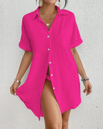Load image into Gallery viewer, Bsubseach Women Swimsuit Coverup Shirt Dress Button Down Bathing Suit Cover Up Beachwear Hot Pink M
