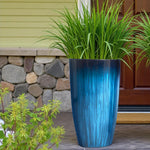 Load image into Gallery viewer, Worth Garden 23.5" H. Large Plastic Planters - Set of 2 Gradient Blue Glossy Smooth Finish - Tall Plant Pots for Indoor &amp; Outdoor Use - Decorative Lightweight Flower Pot for Front Porch, Patio, Deck
