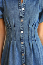 Load image into Gallery viewer, KDF Summer Dress for Women Puff Sleeve Slim Fit Jean Dresses for Women 2025 Casual
