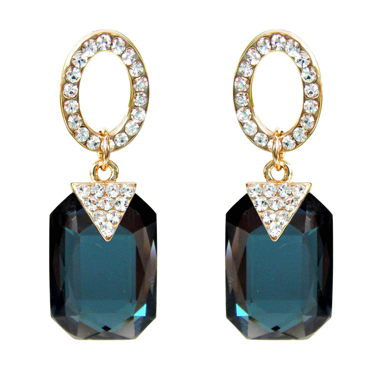 Navachi 18k Gold Plated White Crystal Grey Square Zircon Dangle Az1715e Stud Earrings