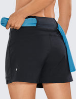 Load image into Gallery viewer, CRZ YOGA Women&#39;s Lightweight Mid Rise Hiking Shorts 4&#39;&#39; - Stretch for Athletic Summer Travel Outdoor Golf with Zip Pockets Black Medium
