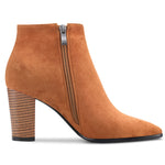 Load image into Gallery viewer, DearOnly Womens Short Bootie Ankle Boots Pointed Toe Block Chunky High Heel Suede Dress Shoes Vintage Classic Zipper Brown 3 Inch 9 US
