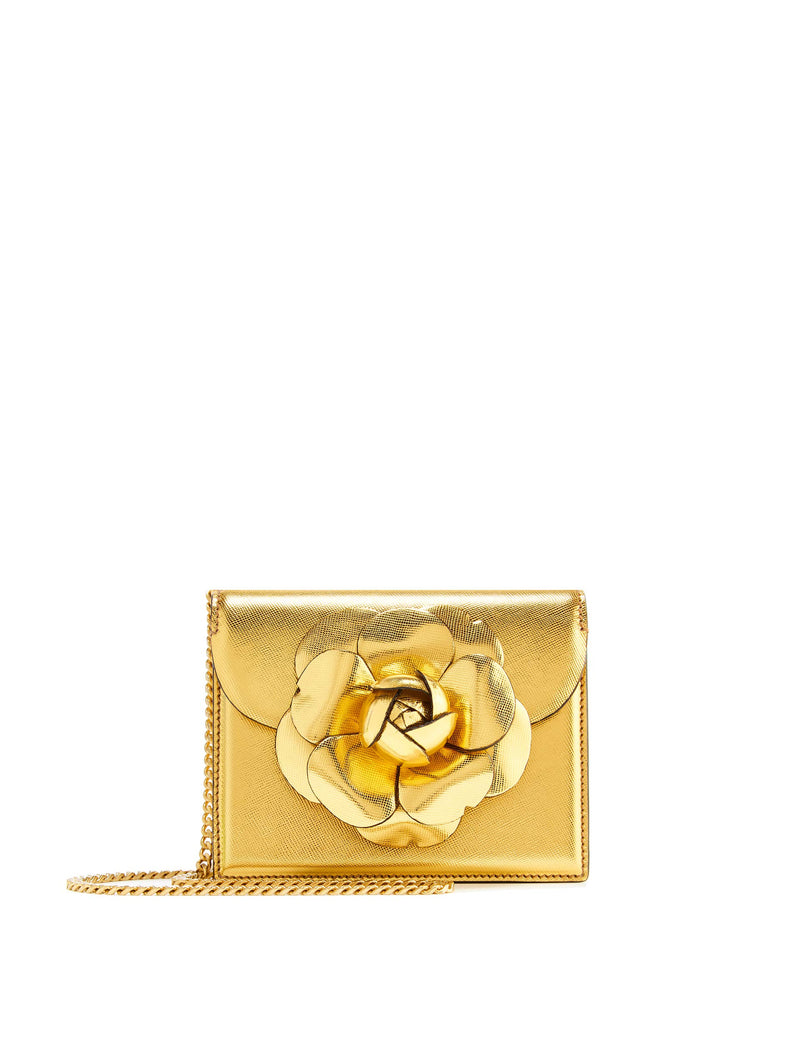 Oscar de la Renta Gold Saffiano Mini TRO Bag
