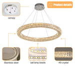 Load image into Gallery viewer, IDEQUY Modern Crystal Chandelier Dimmable LED 47.5&quot; Ring Pendant Light Adjustable Round Chrome Crystal Chandelier Light Fixtures for Dining Room Living Room
