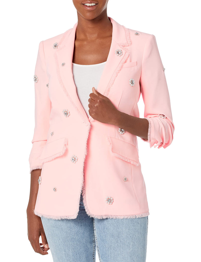 Cinq a Sept Women's Pearl Ditsy Flower Embroidered Khloe Blazer, Pale Rose, 4
