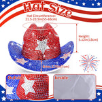Load image into Gallery viewer, Glitopper American Flag Cowboy Hat 4th of July Patriotic White Blue Red Rhinestone Western Hat Accessories America Independence Day 250 Years Cap for Photo Prop Party Supplies
