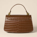 Load image into Gallery viewer, Amazon Essentials Women&#39;s Top Handle Handbag, Tan Faux Crocodile, One Size
