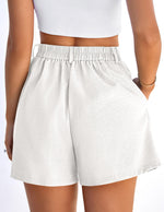 Load image into Gallery viewer, PRETTYGARDEN Womens Shorts Casual 2026 Summer Elastic High Waist Zipper Button Tailored Shorts Pleated Beach Vacation Clothes (White,Medium)
