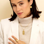 Load image into Gallery viewer, JEAN RACHEL JEWELRY 14K Gold Plated Sterling Silver Necklace for Women - Vertical Bar with Cubic Zirconia Vintage Design - Hypoallergenic,Lead &amp; Nickel Free - Artisan Handcrafted Statement Necklace
