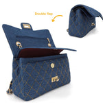 Load image into Gallery viewer, M-ioi-M Quilted Denim Crossbody Bags for Women, Chain Strap Shoulder Bags, Classic Medium Double Flap Purse, Gold Hardware Tote Bags, Trendy Designer Retro Jean Purse, Everyday Handbags (Blue, Medium)
