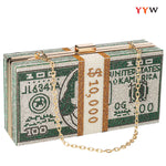 Load image into Gallery viewer, Clutch Purse for Women Cash Money Purse Rhinestone Handbags Evening Clutch Box Bag with Detachable Chain Strap (Green)
