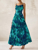 Load image into Gallery viewer, BTFBM Women Summer Floral Maxi Dresses Elegant Spaghetti Strap Dress Printed Party Dress Beach Long Dresses(Floral Lake Blue,Medium)
