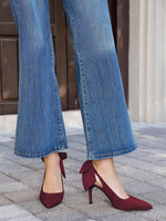 Load image into Gallery viewer, Coutgo Womens Slingback High Heels Bow Closed Pointed Toe Pumps Party Dress Shoes, Wine Red, Size 9
