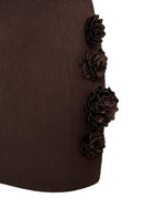 Load image into Gallery viewer, JW PEI Women&#39;s Elaina Pink Rosette Applique Mini Dress - Chocolate Brown
