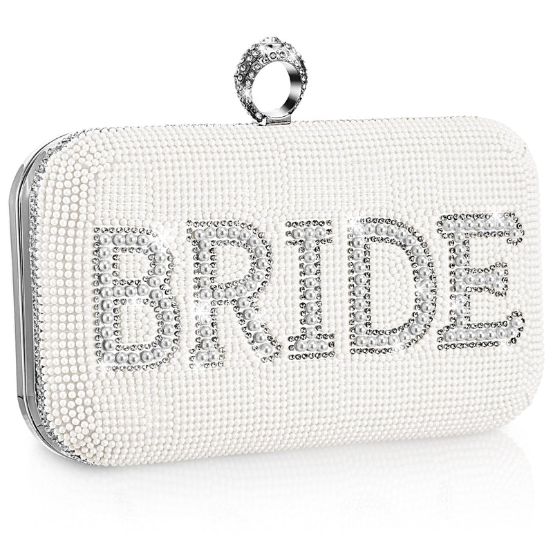 Kacctyen Christmas Mama Gift Rhinestone Clutch Bag Mama Clutch Purse Diamond Evening Bag Purse Embellished Rhinestone Box Bag(Bride)