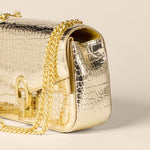Load image into Gallery viewer, Amazon Essentials Women's Chain Shoulder Bag, Gold Faux Crocodile, One Size
