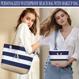 YOOLIFE Gifts for Women - Personalized Birthday Gifts for Women, Graduation Gifts, Mothers Day Gifts, Bridesmaid Gifts, Gifts for Friend Mom Teacher Sister Girls, Initial Beach Bag Travel Bag, Blue K