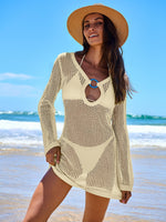 Load image into Gallery viewer, ANRABESS Women Beach Crochet Cover Ups Summer Knit Swimwear Mesh Bathing Suit Hollow Out Dress 2025 Vacation Swimsuit Beige
