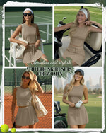 Load image into Gallery viewer, JoyMotion 2 Piece Skirt Sets for Women Cotton Summer Outfits Cropped Tennis Skirts Casual Lounge Matching Skort(Khaki,Medium)
